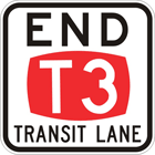 End T3 transit lane sign