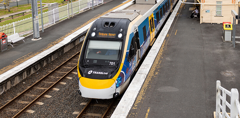 A train pulling into a station