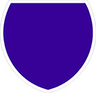 blue shield-shaped sign with white border and blank space for a number