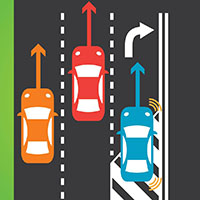 Crossing a painted traffic island with a single continuous line