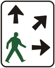 Pedestrians may cross diagonally sign