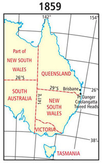 Map showing the state boundaries as proclaimed in 1859