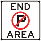 End no parking area sign