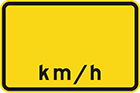 yellow sign with space for a number and black letters, km/h