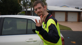 Ryan Boles in his uniform for Bolzy's Go4 Services in Mackay.