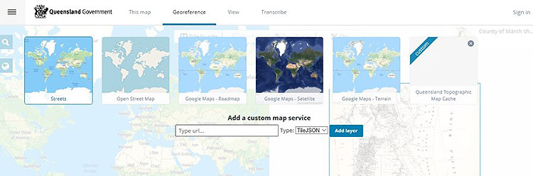 Screenshot showing georeferencing software