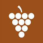 brown sign with white grapes icon