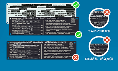 Correct and incorrect examples of the caravan trailer plate