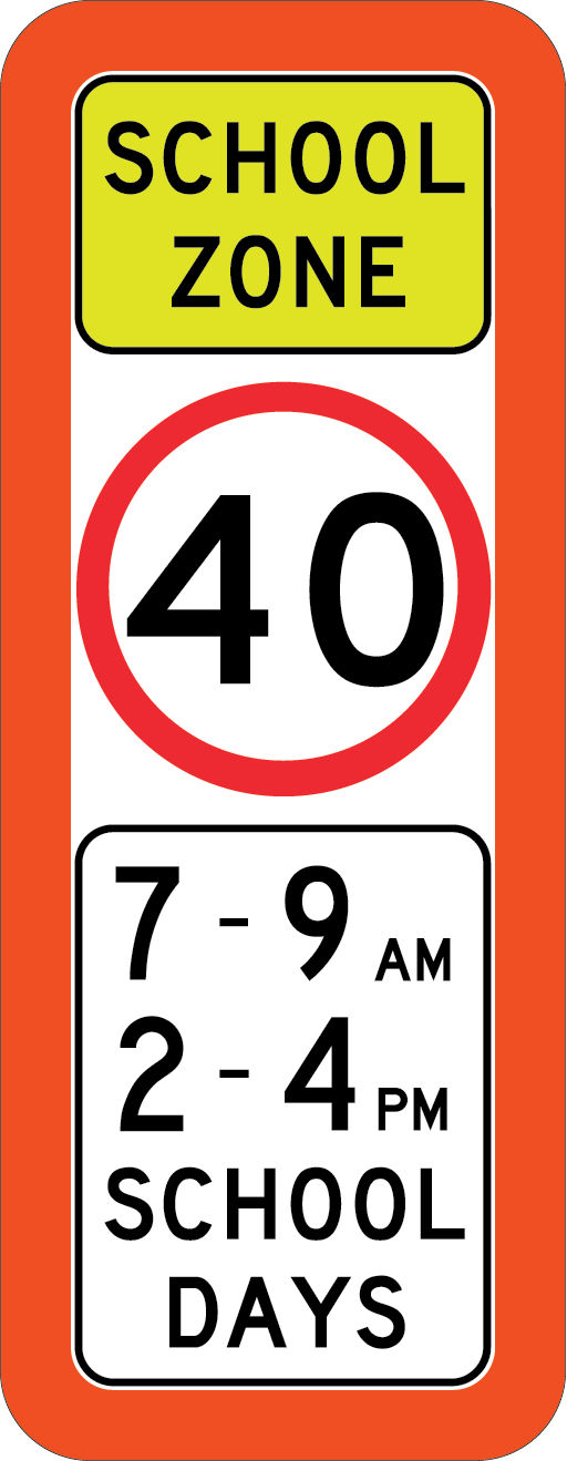 School zone speed limit signs