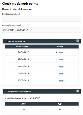 image of Check my demerit points screenshot