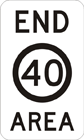 End area speed zone sign