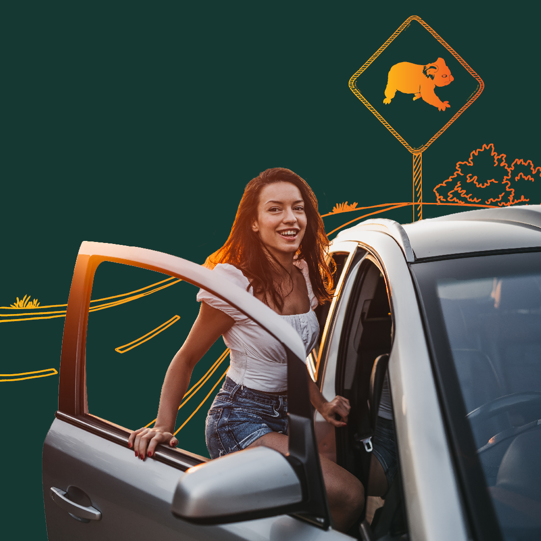 A women standing near an open car door