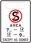 No stopping area sign