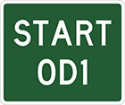 green sign with white text, start OD1