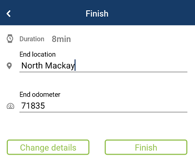 Finish timed trip screen