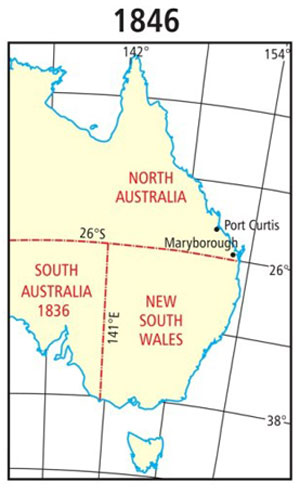 Map from 1846 showing the new colony of North Australia