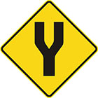 yellow diamond-shaped sign with black Y shape