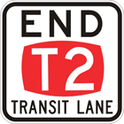 End T2 transit lane sign