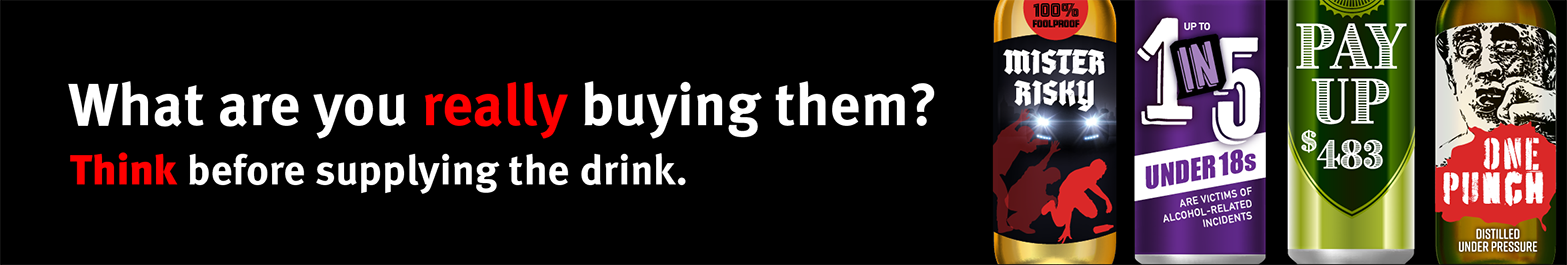 Campaign graphic with text: What are you really buying them? Think before supplying the drink.