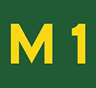 green sign with M1 in yellow