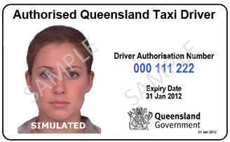 Older version of authorised driver card example, still in circulation. Shows photograph, driver number and expiry date of taxi driver authorisation.