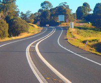 A road with wide centre lines