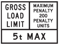 Image of a restricted road use sign that restricts the use of the road by weight