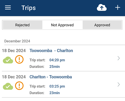 Trips that have not been approved