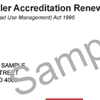 Sample industry authority accreditation renewal notice showing the customer reference number