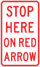 Stop here on red arrow sign