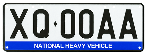 Example of national heavy vehicle number plate