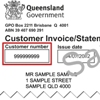 Sample customer invoice/statement showing customer reference number