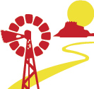 white, red and yellow icon representing the outback