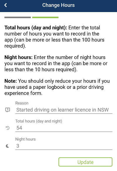 Message shown when needing to increase or decrease required hours