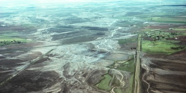 Erosive flooding on a floodplain