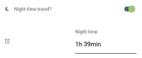 Night trip toggle activated and night hours entered