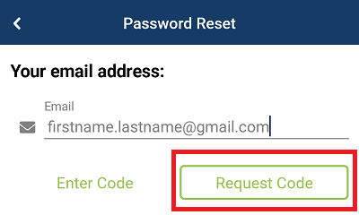 Request code button highlighted