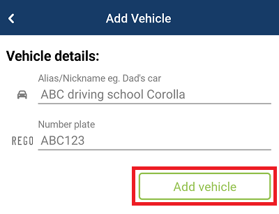 Add vehicle screen